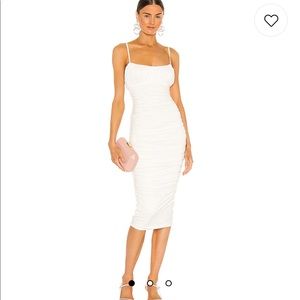 Lovers and Friends Rusched White Midi Dress XS